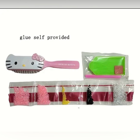 Sanrio Hello Kitty Rhinestone Silver and Pink Make Your Own Hair Brush Set - Picture 4 of 10